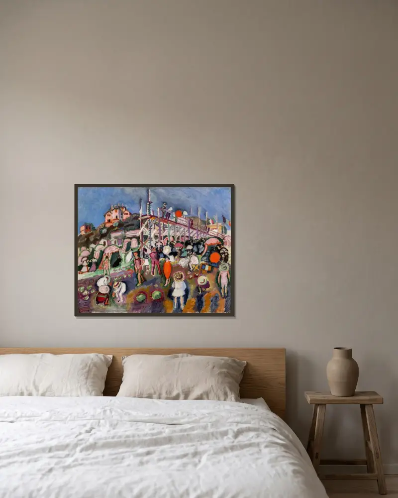 Bryggan vid Sainte-Adresse av Raoul Dufy inramad på en vägg