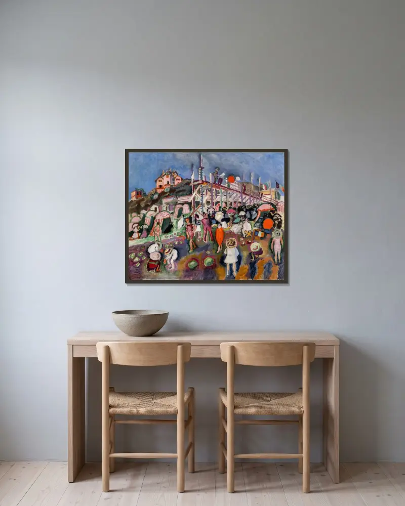 Bryggan vid Sainte-Adresse av Raoul Dufy inramad på en vägg