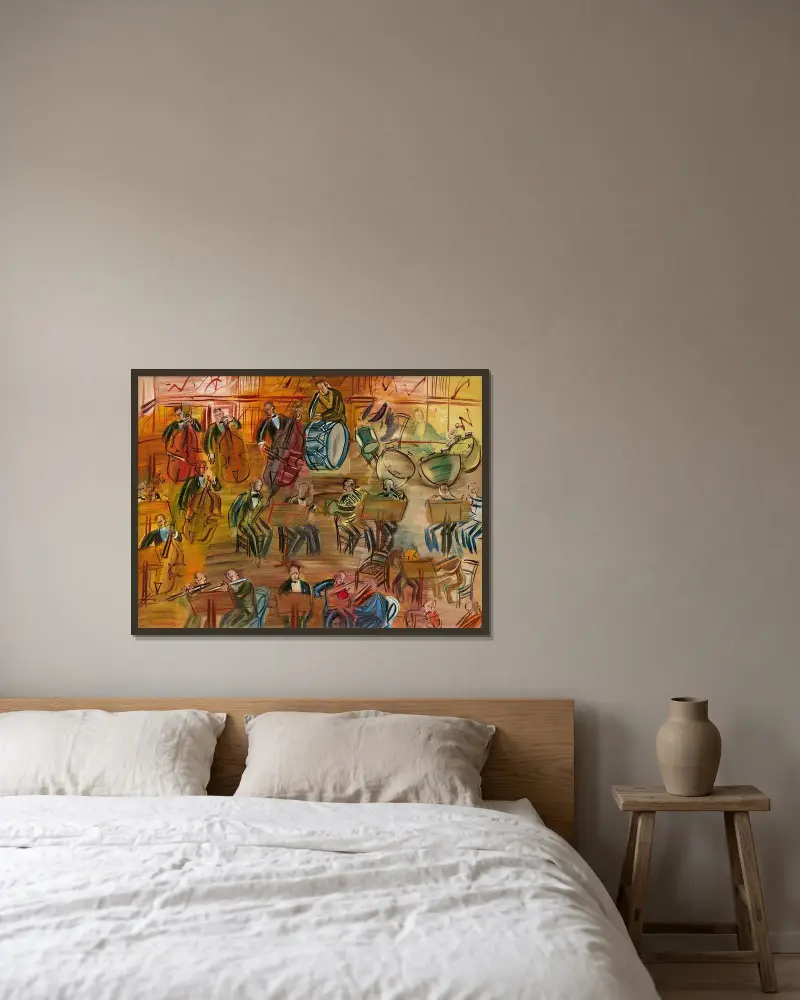 Orkestern av Raoul Dufy inramad på en vägg