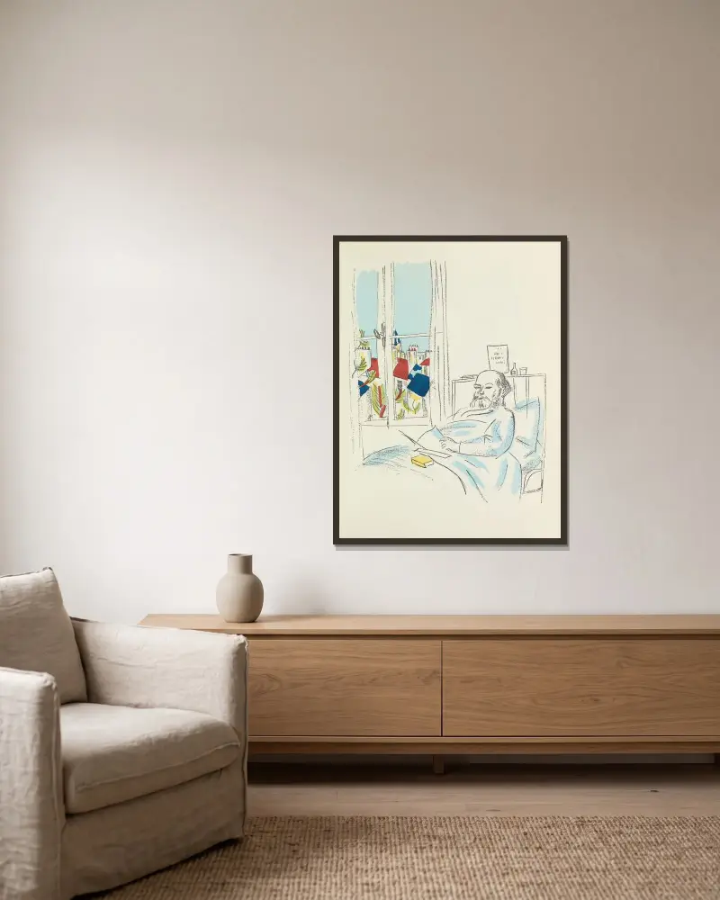 Madrigaux pl 11 av Raoul Dufy inramad på en vägg