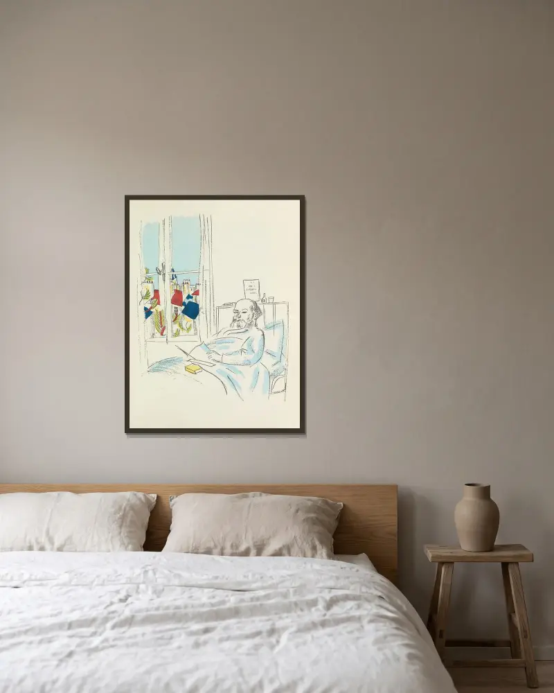 Madrigaux pl 11 av Raoul Dufy inramad på en vägg