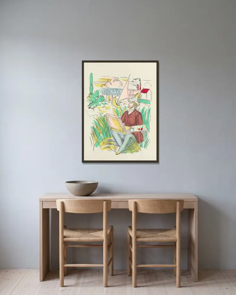 Madrigaux pl 14 av Raoul Dufy inramad på en vägg