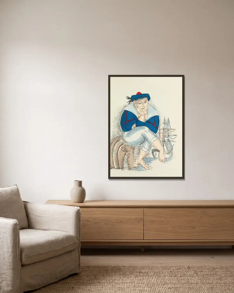 Madrigaux pl 16 av Raoul Dufy inramad på en vägg