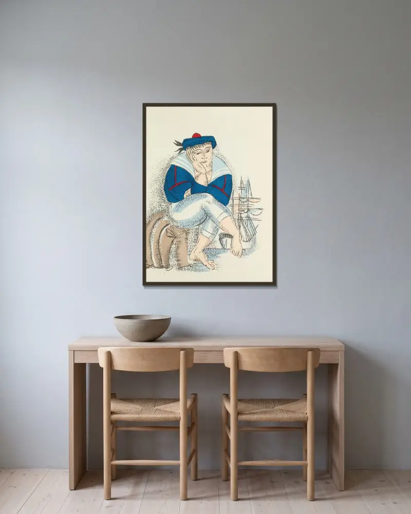 Madrigaux pl 16 av Raoul Dufy inramad på en vägg