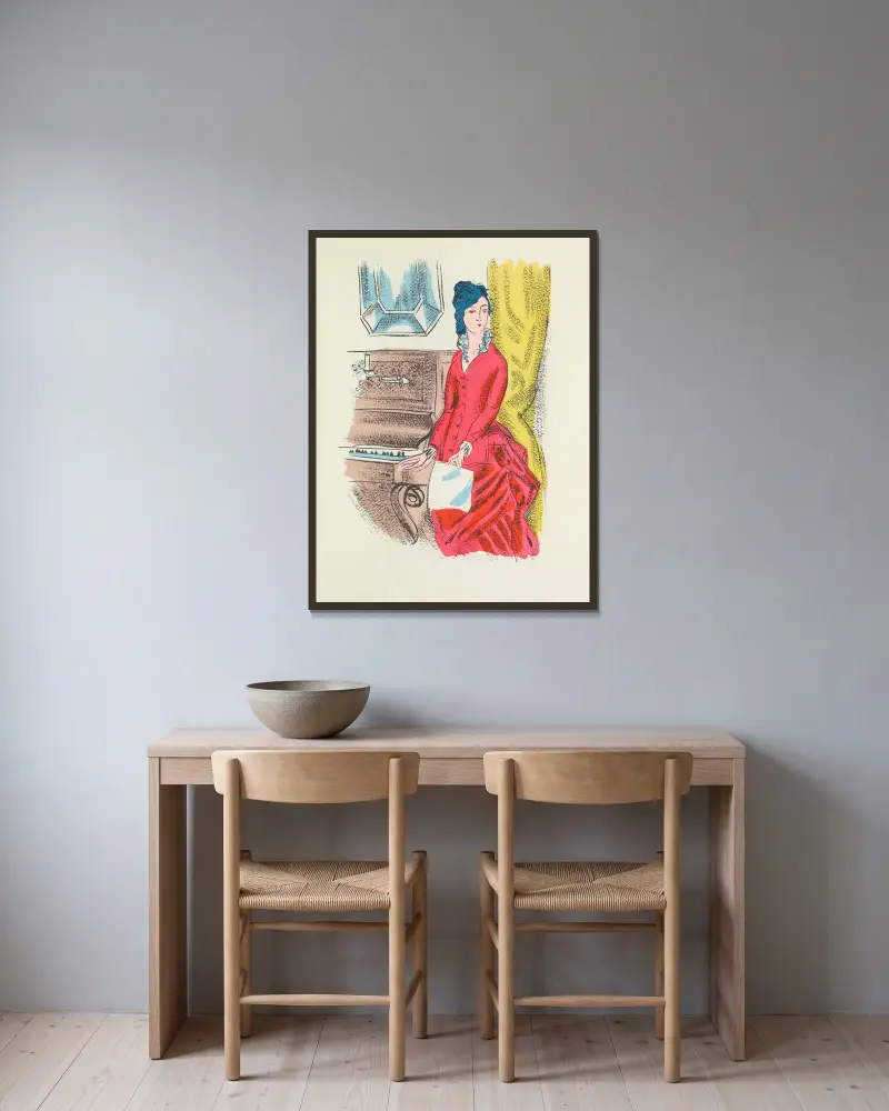 Madrigaux pl 23 av Raoul Dufy inramad på en vägg