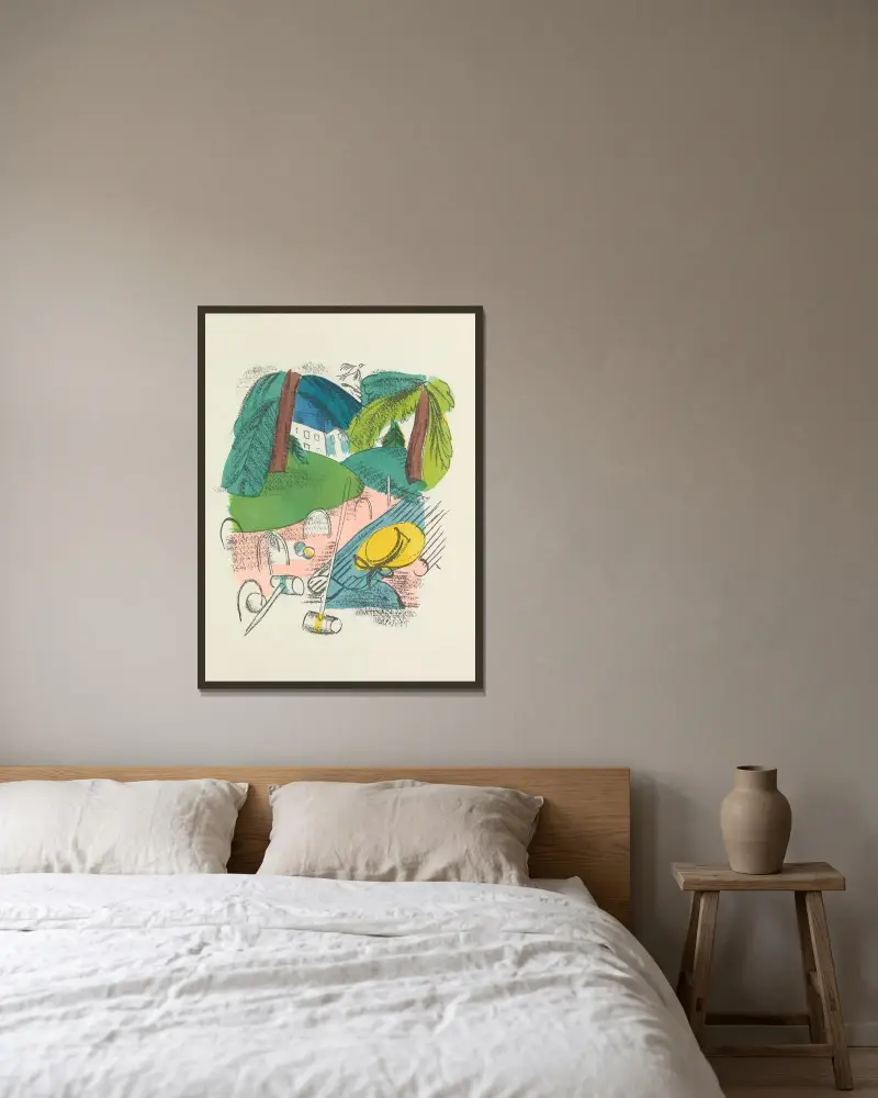 Madrigaux pl 5 av Raoul Dufy inramad på en vägg
