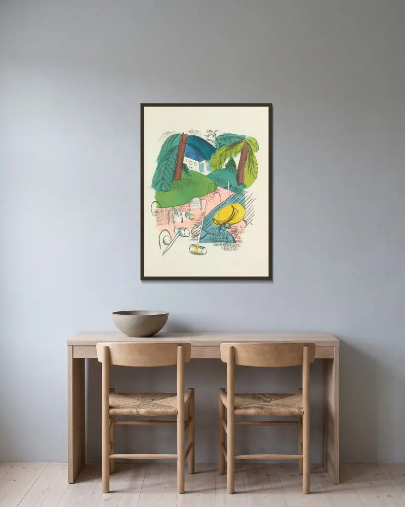 Madrigaux pl 5 av Raoul Dufy inramad på en vägg