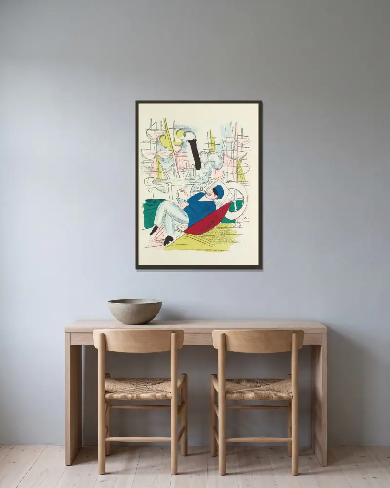 Madrigaux pl 7 av Raoul Dufy inramad på en vägg