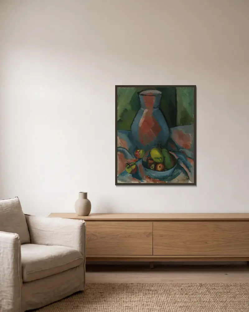 Stilleben med kruka av Raoul Dufy inramad på en vägg