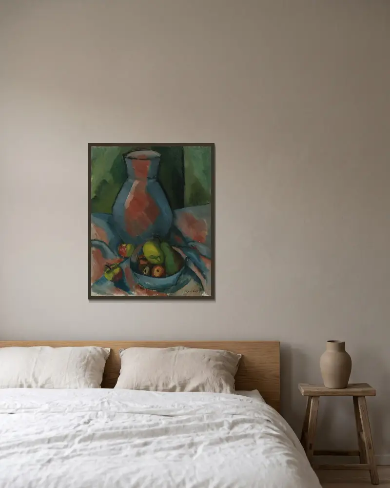 Stilleben med kruka av Raoul Dufy inramad på en vägg