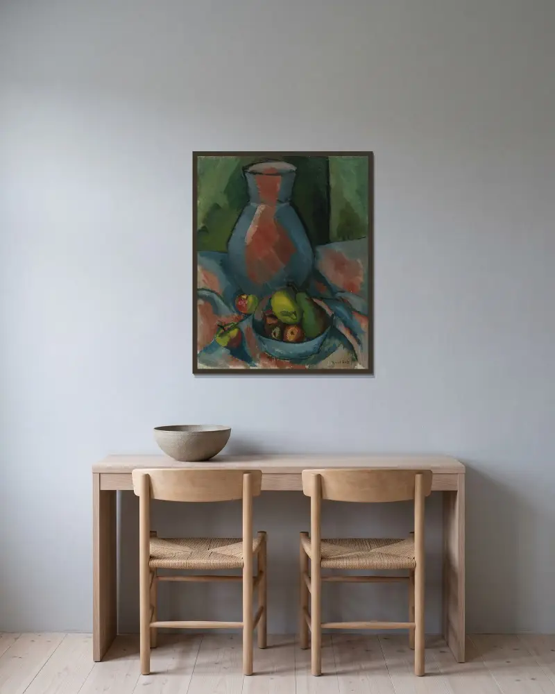 Stilleben med kruka av Raoul Dufy inramad på en vägg