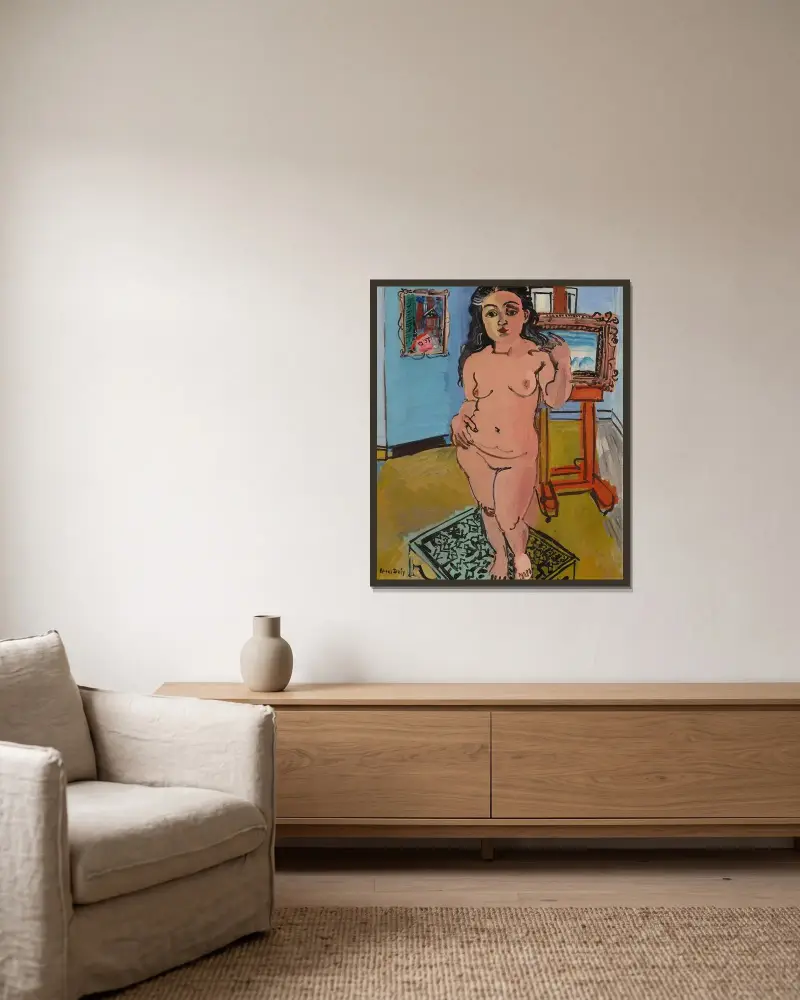 Akt vid staffliet av Raoul Dufy inramad på en vägg