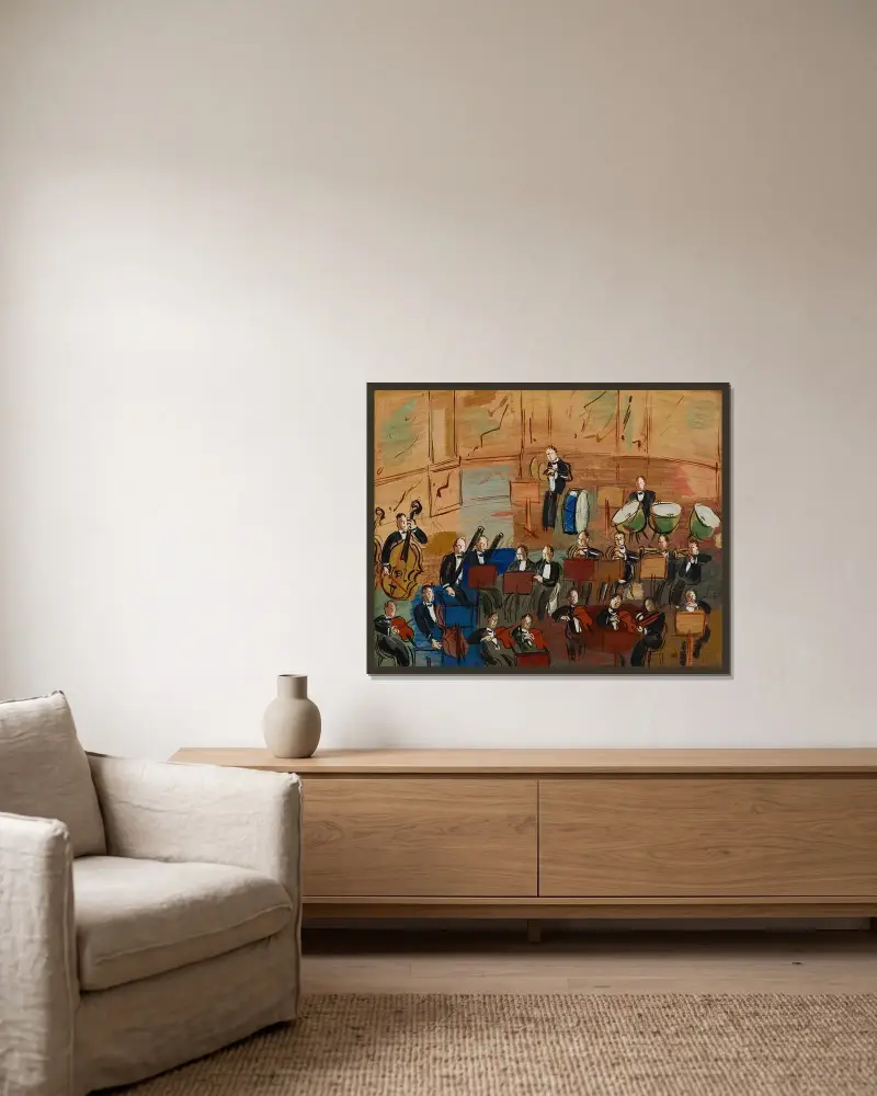 Orchestre av Raoul Dufy inramad på en vägg
