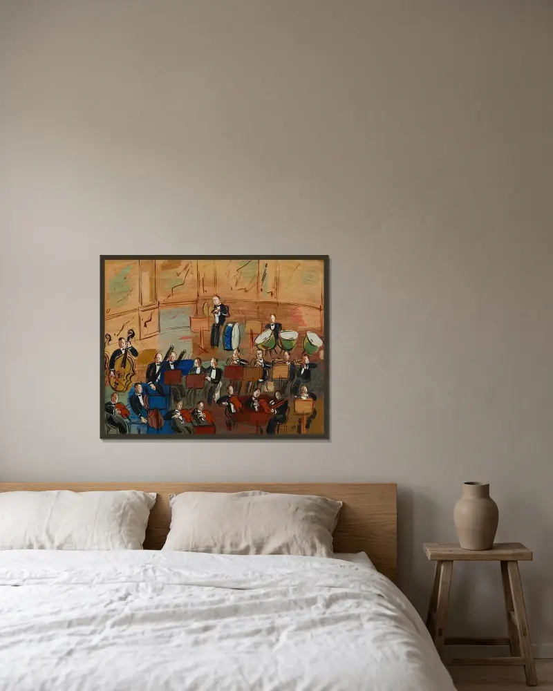 Orchestre av Raoul Dufy inramad på en vägg