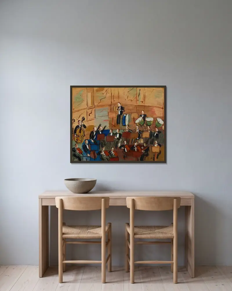 Orchestre av Raoul Dufy inramad på en vägg