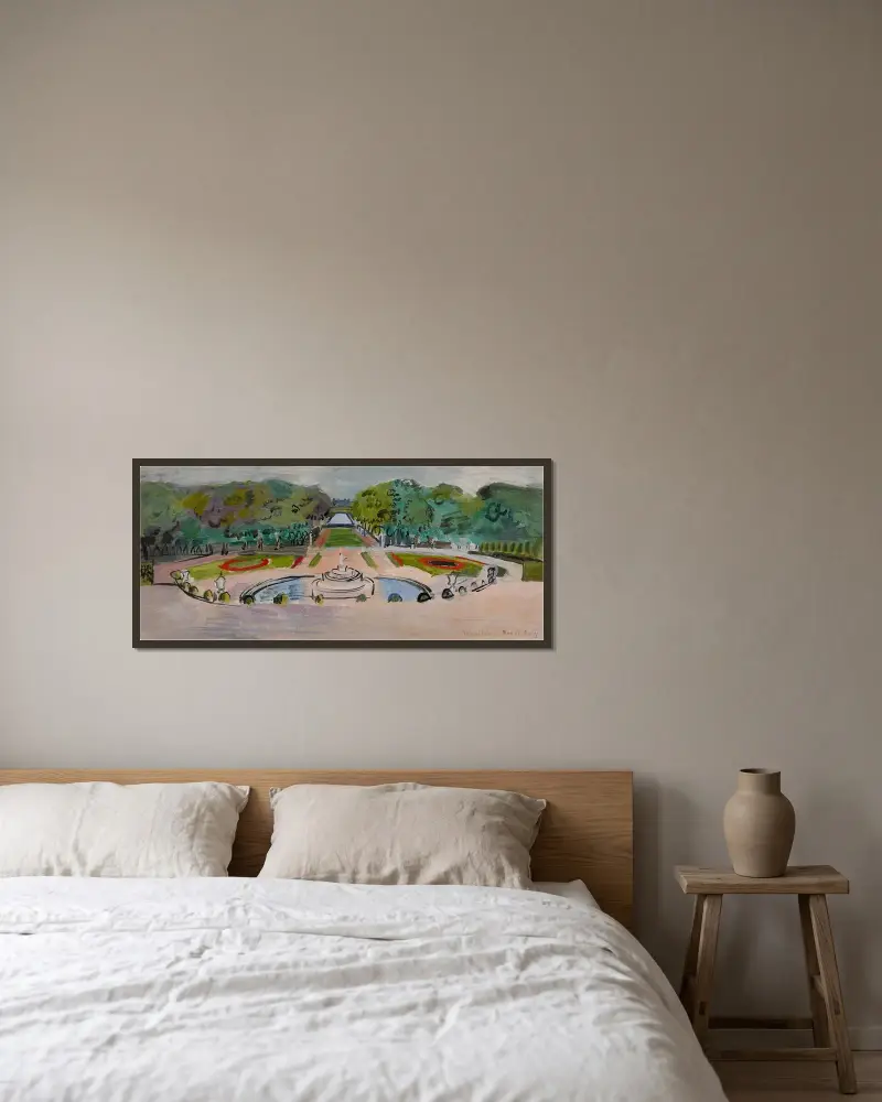 Parc de Versailles av Raoul Dufy inramad på en vägg