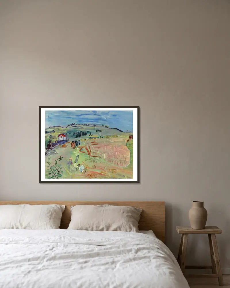 Paysage au champ de blé aux bœufs av Raoul Dufy inramad på en vägg