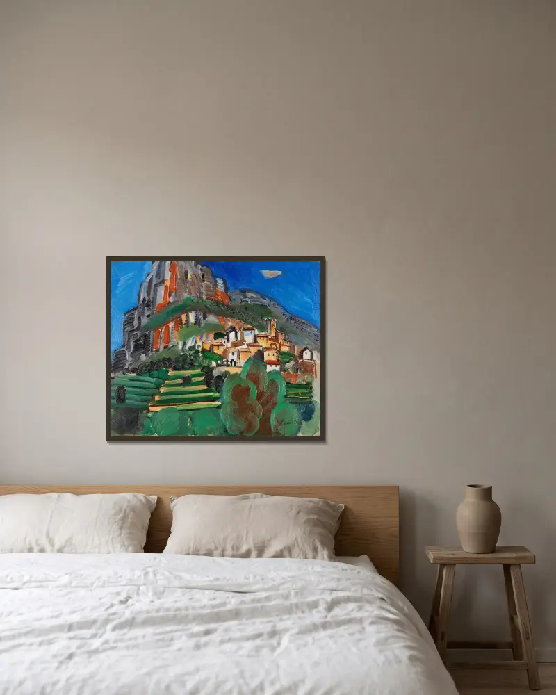 Landskap från Saint-Jeannet av Raoul Dufy inramad på en vägg