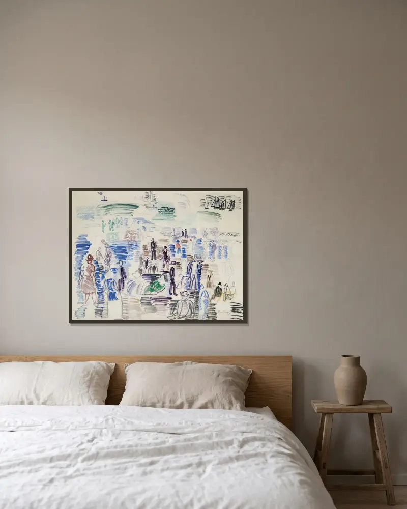 Personnages sur la plage av Raoul Dufy inramad på en vägg