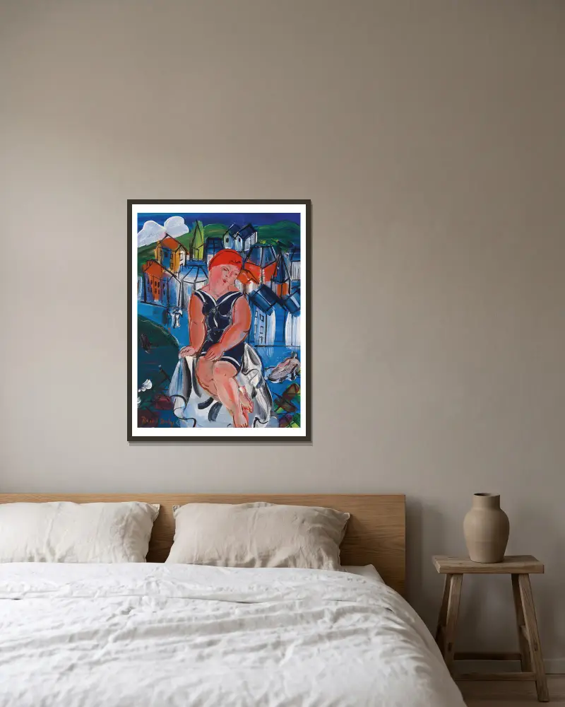 Petite baigneuse à Sainte-Adresse av Raoul Dufy inramad på en vägg