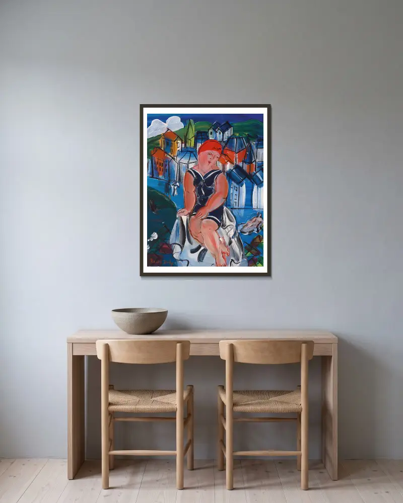 Petite baigneuse à Sainte-Adresse av Raoul Dufy inramad på en vägg