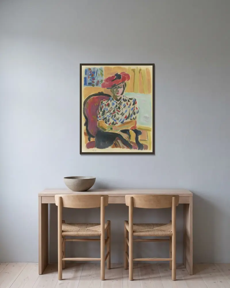 Porträtt av Berthe av Raoul Dufy inramad på en vägg