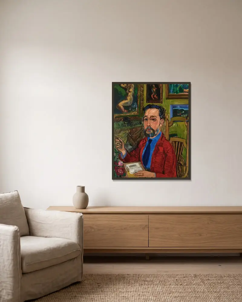 Porträtt av poeten Joachim Gasquet av Raoul Dufy inramad på en vägg