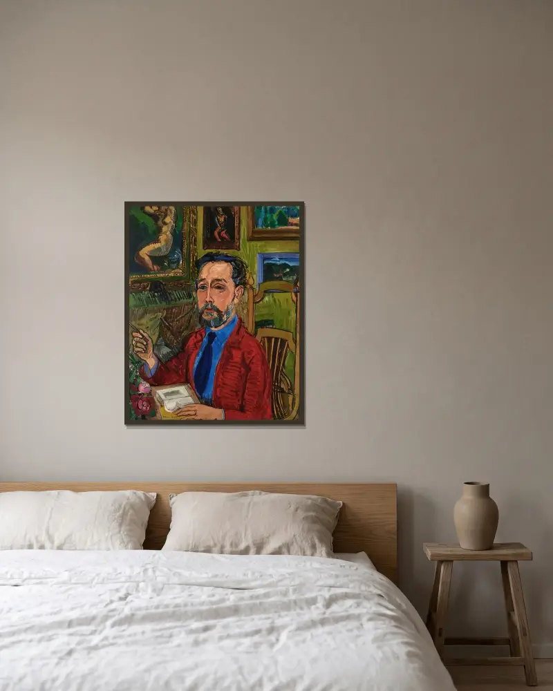 Porträtt av poeten Joachim Gasquet av Raoul Dufy inramad på en vägg
