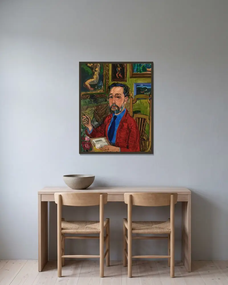 Porträtt av poeten Joachim Gasquet av Raoul Dufy inramad på en vägg