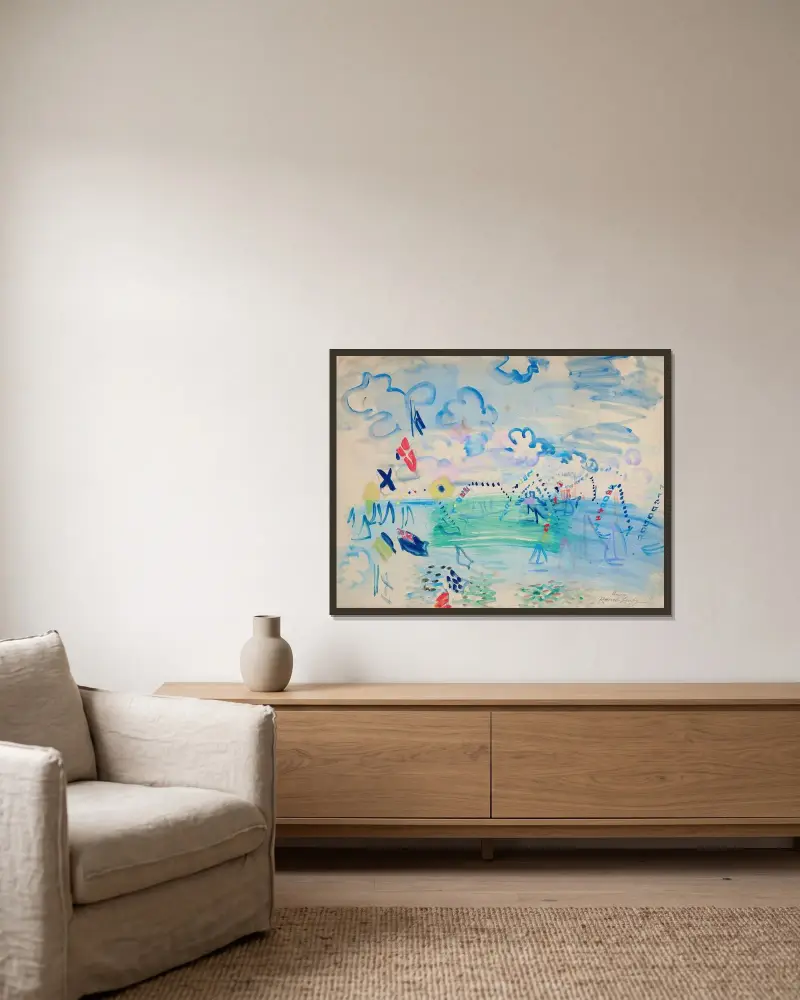 Régates à Cowes av Raoul Dufy inramad på en vägg