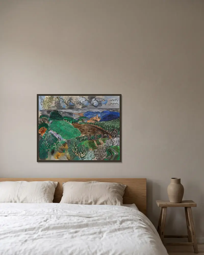 Saint-Paul de Vence av Raoul Dufy inramad på en vägg