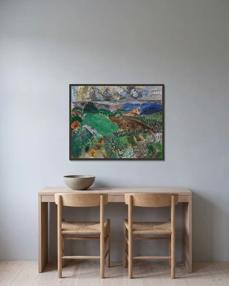 Saint-Paul de Vence av Raoul Dufy inramad på en vägg