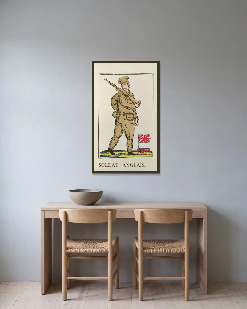 Engelsk soldat av Raoul Dufy inramad på en vägg