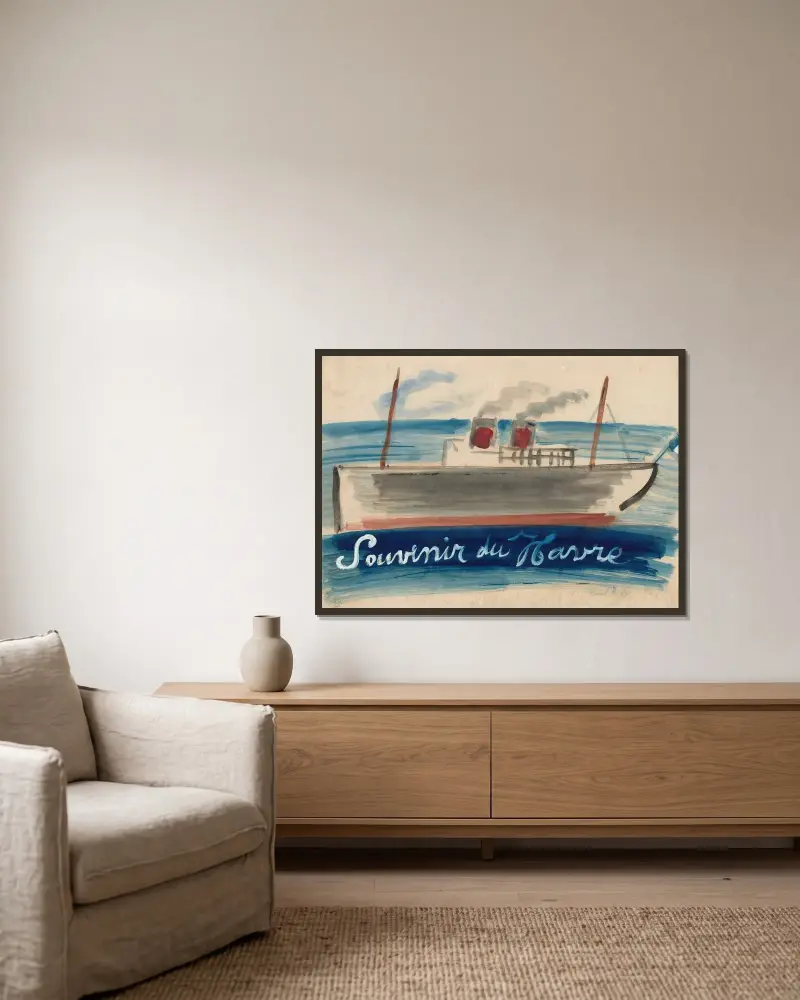Minnesbild från Le Havre av Raoul Dufy inramad på en vägg
