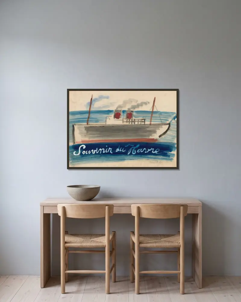 Minnesbild från Le Havre av Raoul Dufy inramad på en vägg