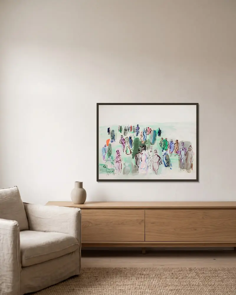 På gräsmattan av Raoul Dufy inramad på en vägg