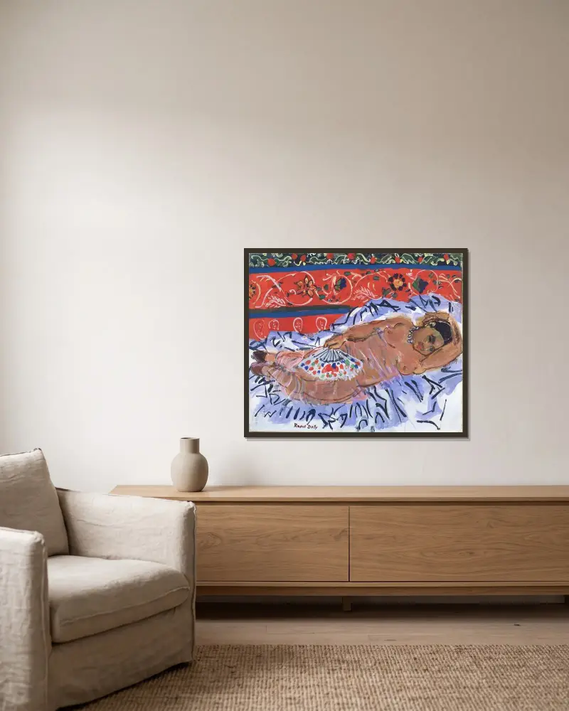 Den hinduiska modellen av Raoul Dufy inramad på en vägg