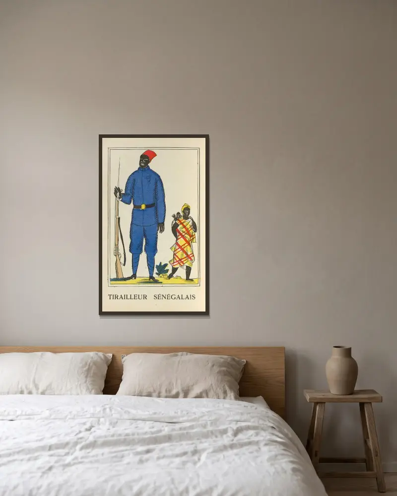 Tirailleur Sénégalais av Raoul Dufy inramad på en vägg