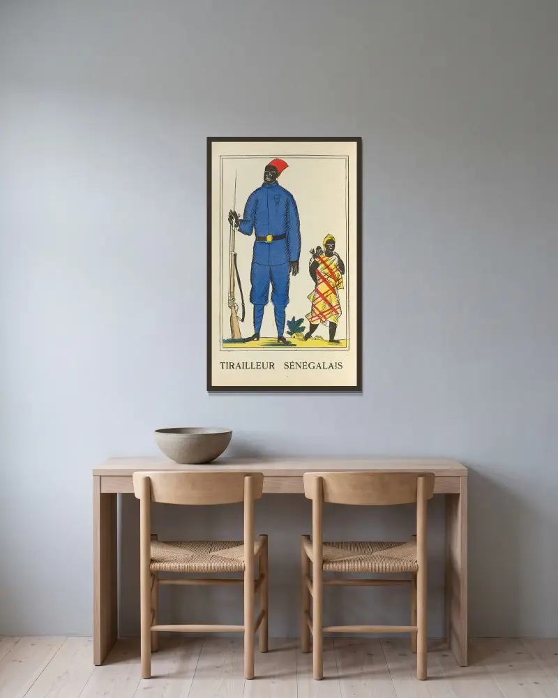 Tirailleur Sénégalais av Raoul Dufy inramad på en vägg