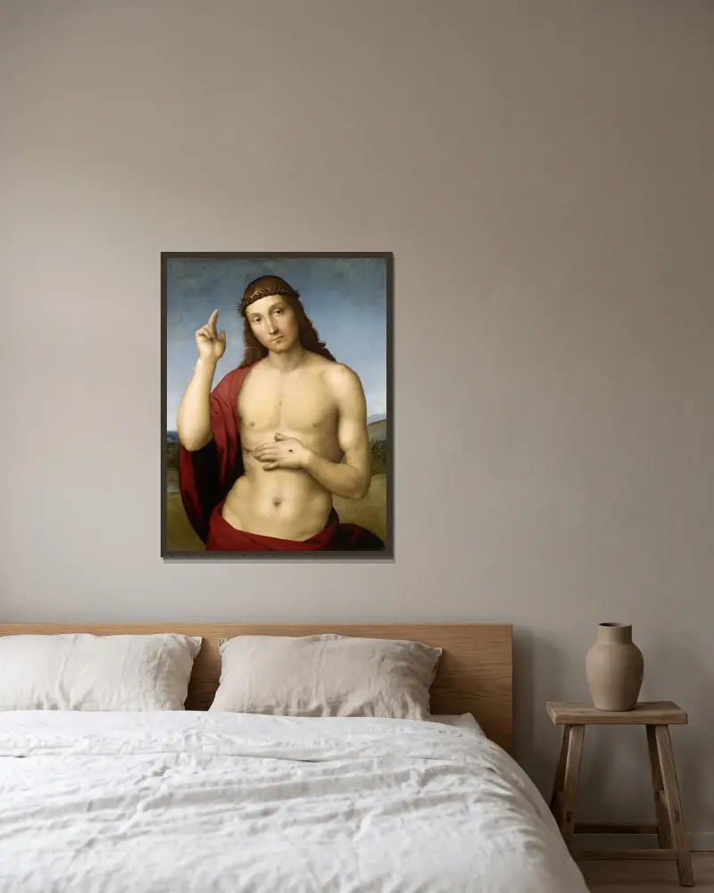 Christus segnend von Raphael gerahmt an einer Wand