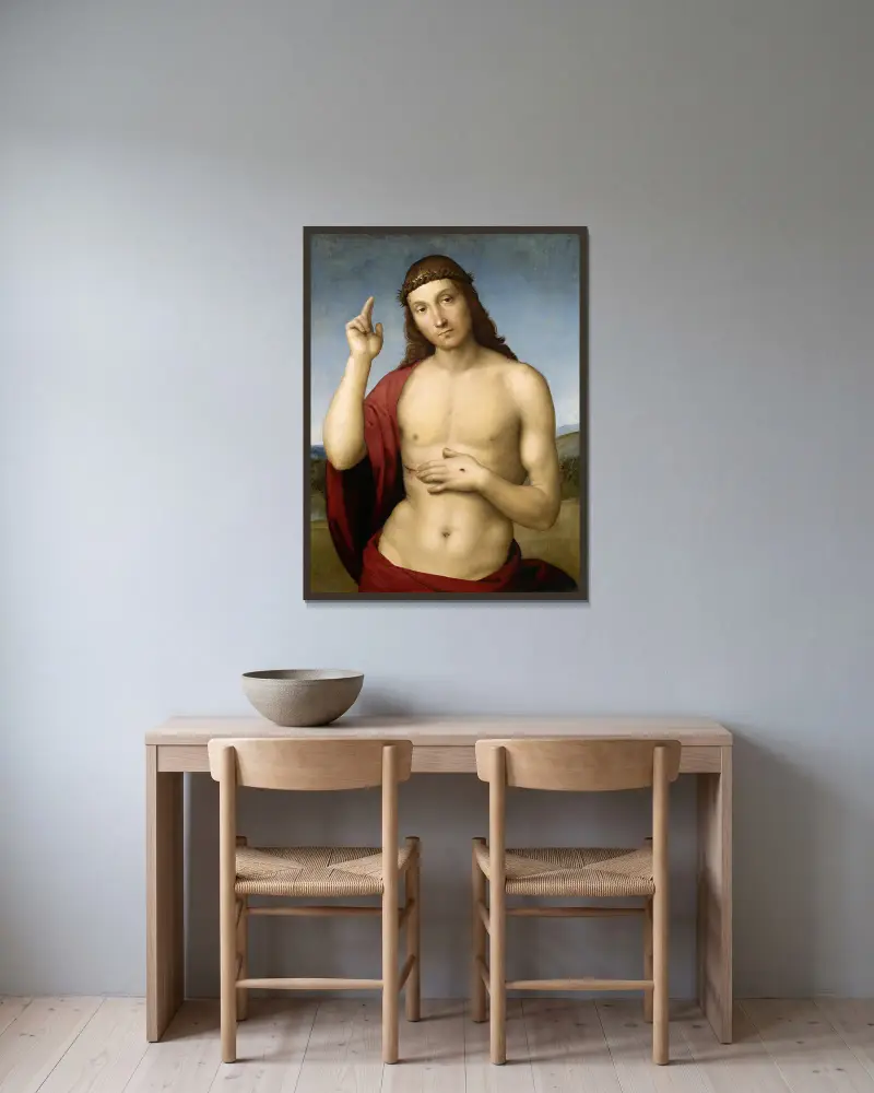 Christus segnend von Raphael gerahmt an einer Wand