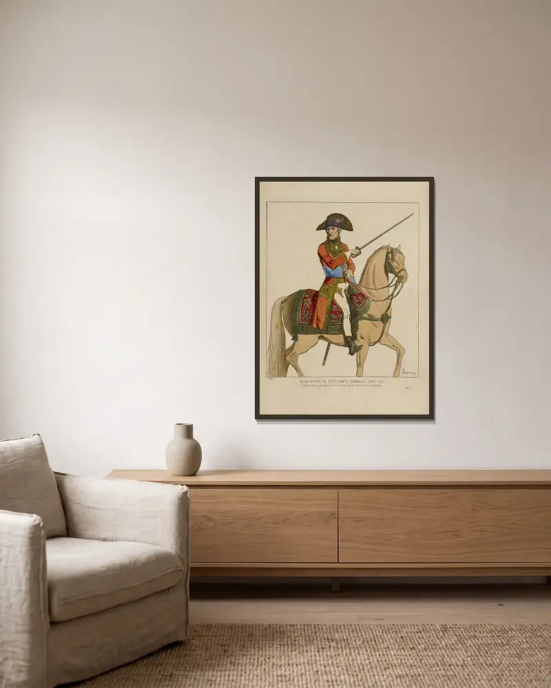 Bonaparte premier consul. 1800-02. Dessiné d’après nature, par Chataignier. av Raphaël Jacquemin inramad på en vägg