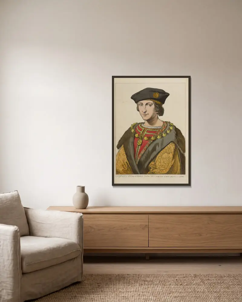 Charles VIII roi de France (1494-98). Tableau d’Andr[rea] Solari, au Louvre. av Raphaël Jacquemin inramad på en vägg