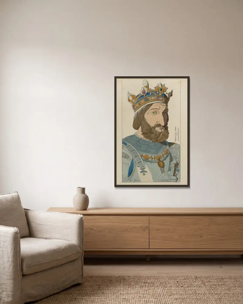 Francois 1er roi de France. 1536. D’ap[rès] Agostino Veneziano. av Raphaël Jacquemin inramad på en vägg