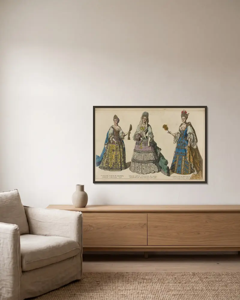 Francoise Marie de Bourbon, duchesse d’Orleans. 1702. Edwige Sophie princesse de Suede, duchesse de Holstein-Gottorp. 1700 av Raphaël Jacquemin inramad på en vägg