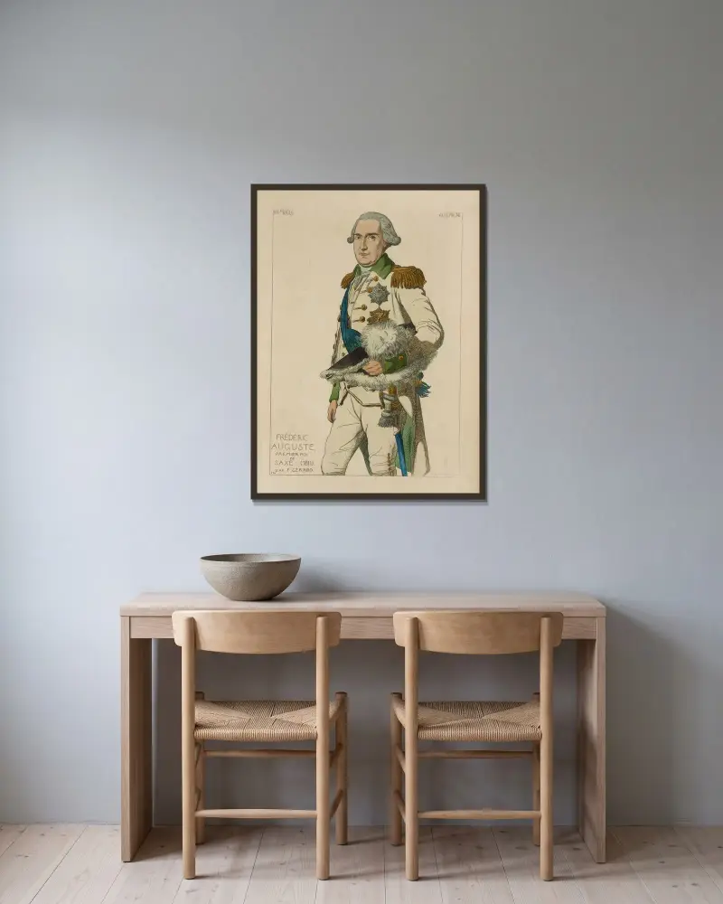Friedrich August, erster König von Sachsen (1811). Nach F. Gérard. 19. Jahrhundert, Deutschland. von Raphaël Jacquemin gerahmt an einer Wand