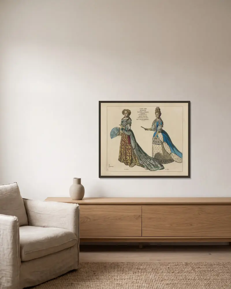 Marie Anne de Bavière, Dauphine von Frankreich (Madame), verheiratet mit dem Sohn von König Ludwig XIV. von Raphaël Jacquemin gerahmt an einer Wand