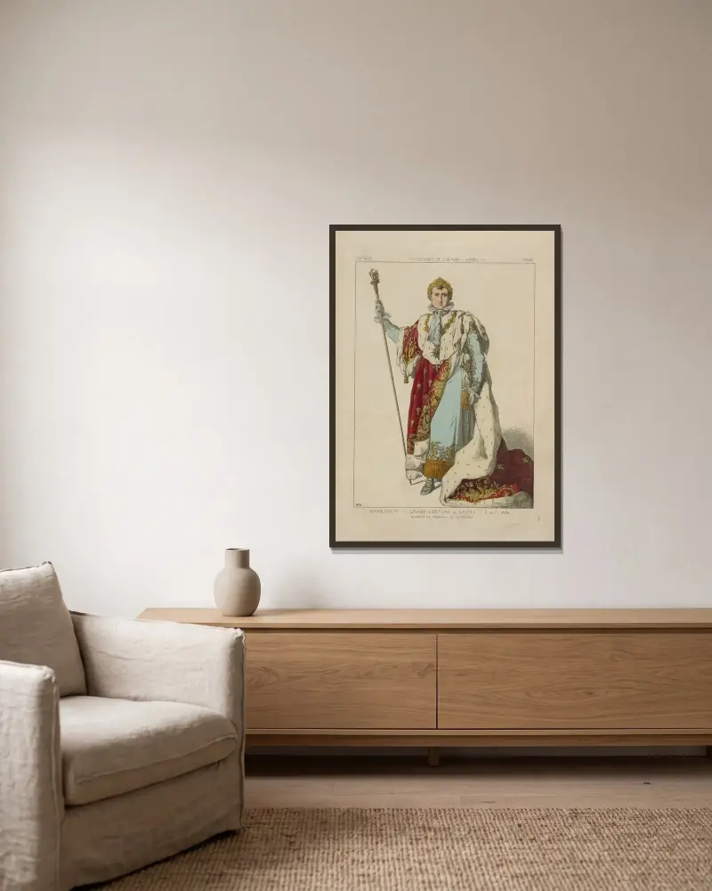 Napoleon I. im Krönungsornat von Raphaël Jacquemin gerahmt an einer Wand