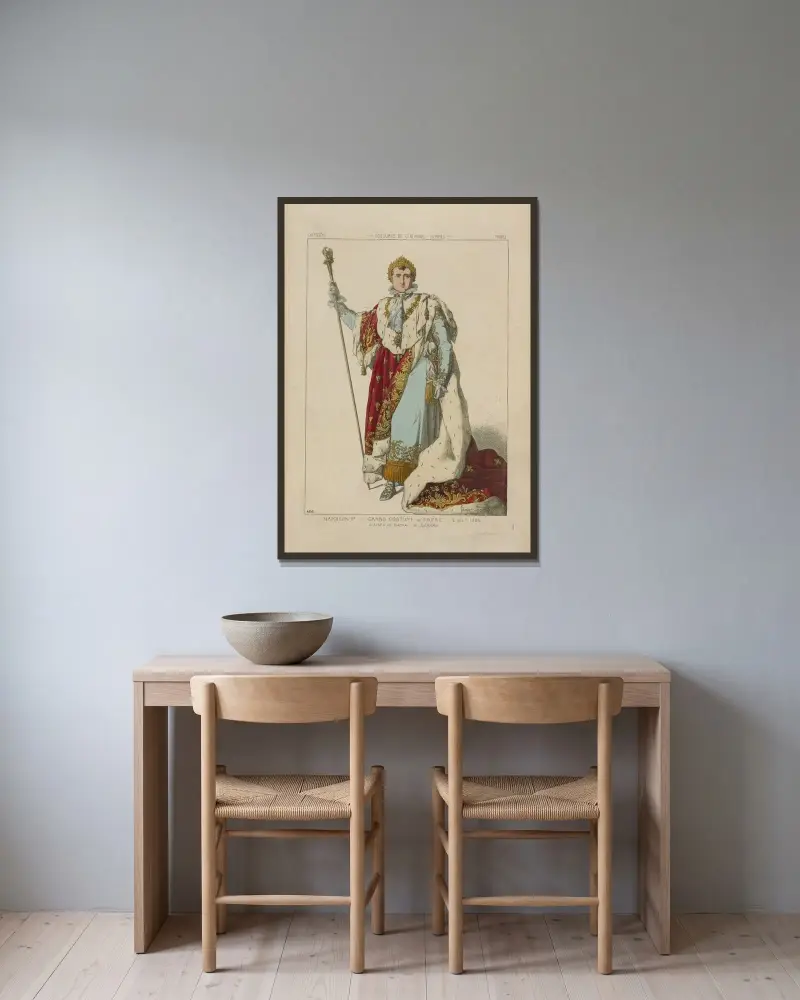 Napoleon I. im Krönungsornat von Raphaël Jacquemin gerahmt an einer Wand