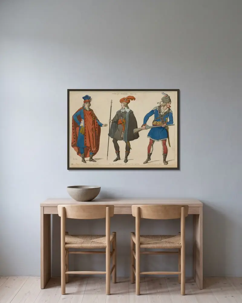 Franska republiken 1794–99. De femhundrades råds deputerad. Direktoriets och den lagstiftande kårens ordningsvakt av Raphaël Jacquemin inramad på en vägg